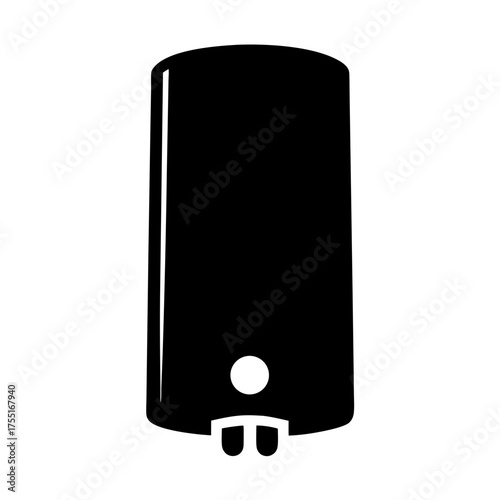 Silhouette of a Black Water Heater Appliance for Hot Water Supply