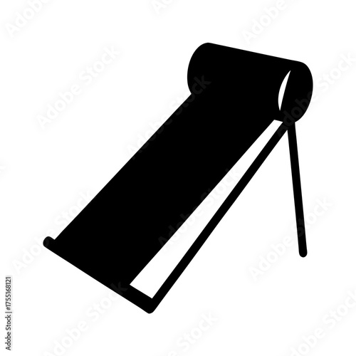 Simplified Black and White Graphic Illustration of a Solar Water Heater