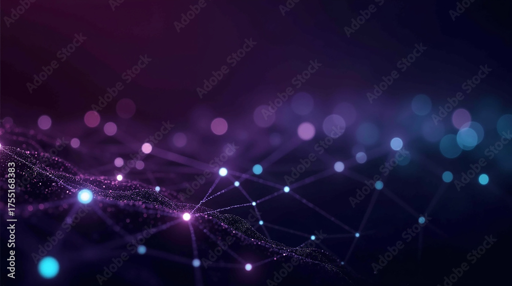 Fototapeta premium Abstract network of glowing lights and connections in dark space