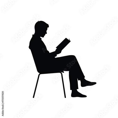 Man Reading Book Silhouette on Chair
