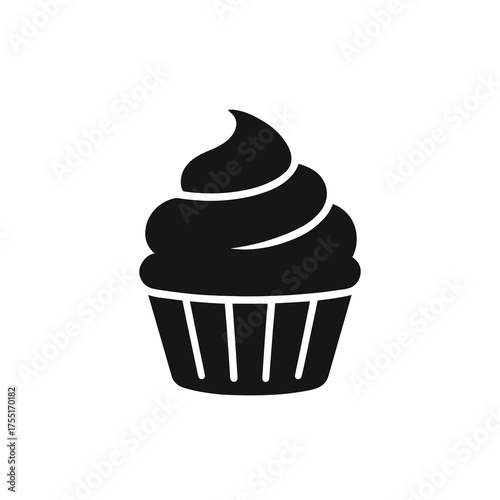 Minimal Cupcake Silhouette with Smooth Swirl Frosting