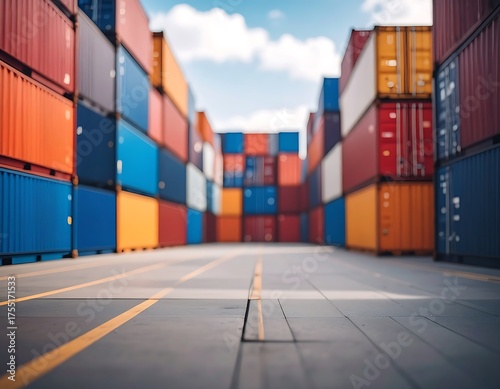 Wallpaper Mural Shipping Containers Stacked at Port - Global Trade and Logistics. Torontodigital.ca