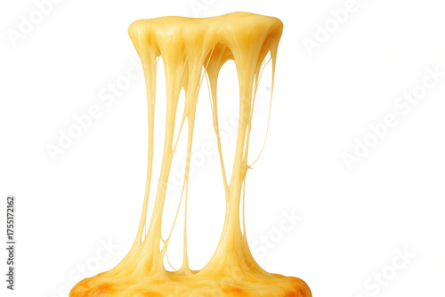 Melted cheese pulling hot and gooey, showing delicious stretchy texture on transparent background