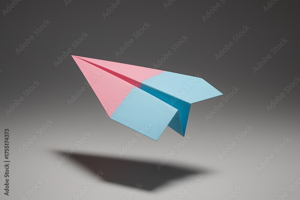 Naklejka premium Colorful Paper Airplanes: Creative Origami Art for Fun and Education - Embrace Childhood Imagination and Playful Travel with Flying Toys in Blue and Pink