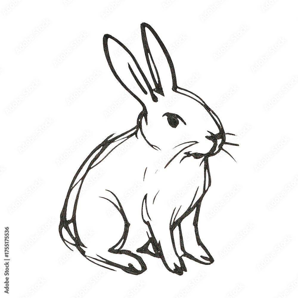 Obraz premium PNG Minimalist sketch of sitting rabbit.