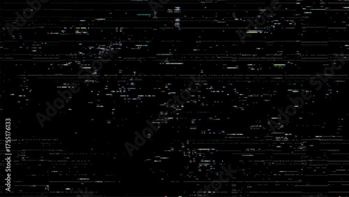 Minimalistic pixel art glitch background with abstract colored digital noise elements. Modern broken signal concept for technology poster.