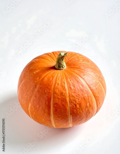 Vibrant Orange Pumpkin on White Background - A Harvest Delight.