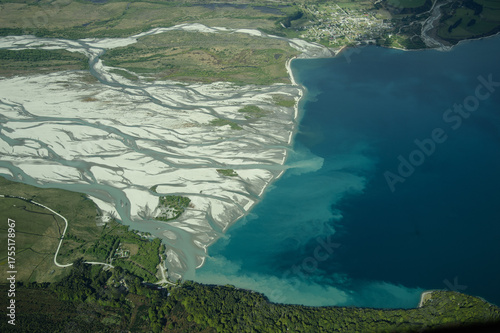 aerial view of the river delta