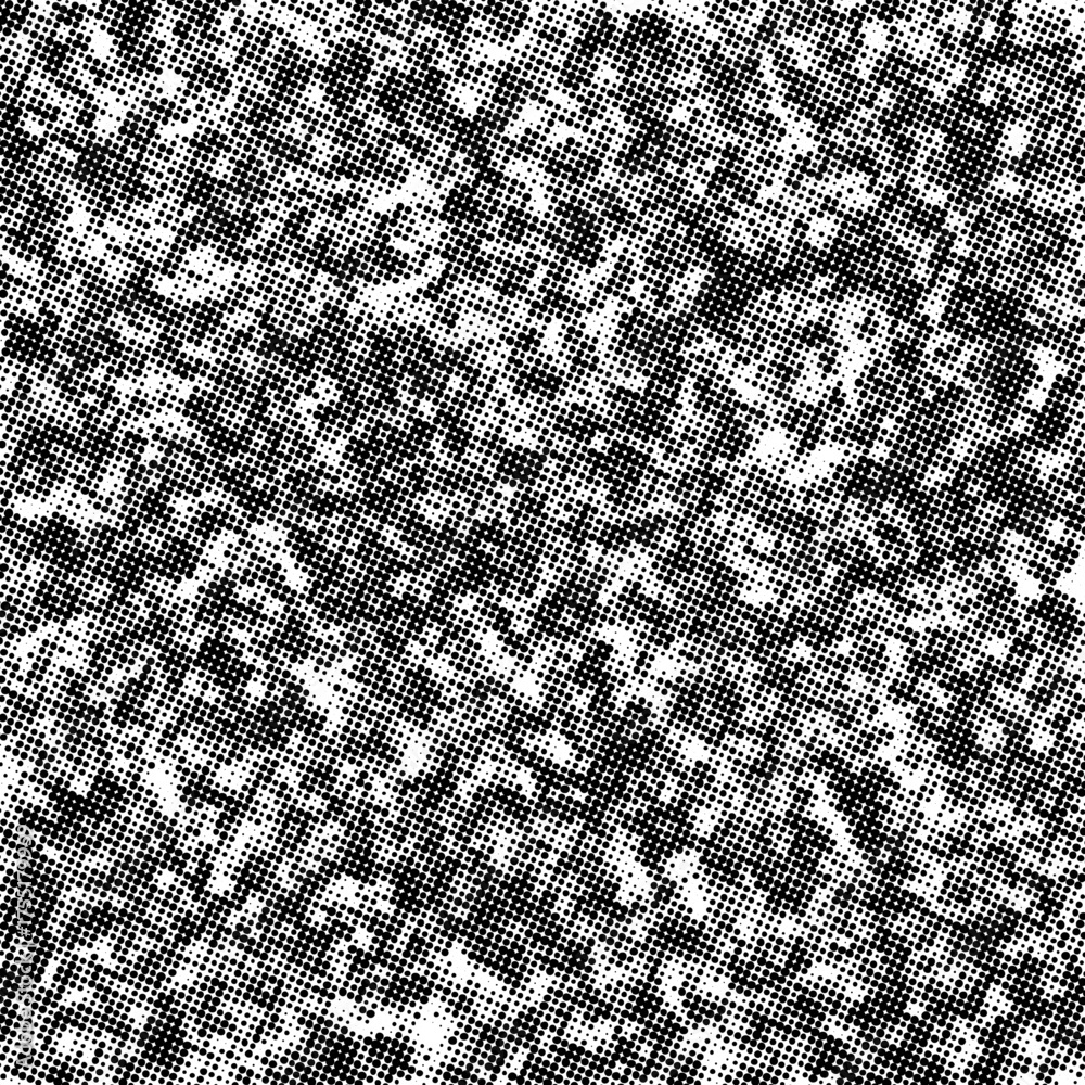 Φωτογραφία Black halftone dots create a camouflage-like texture with dense pixelation on gray