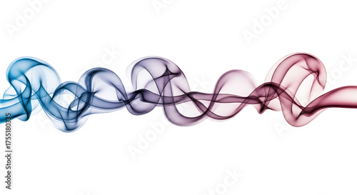 Swirling Wisps of Blue and Pink Smoke Flowing in a Wave Pattern, isolated on a white or transparent background, cutout, PNG