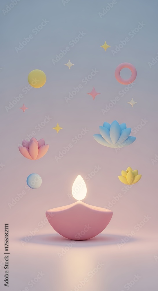 Fototapeta premium Happy Diwlai 2025 background with diwali themed illustration for social media wishes