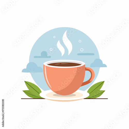 Hot Coffee Cup with Steam Icon Design