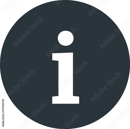 Information Icon in Dark Gray Circle symbol sign help support detail white faq question answer assistance guidance explanation