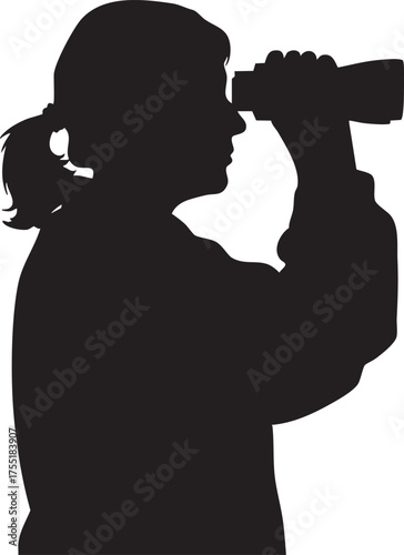 Fieldwork Silhouettes Jane Goodall Observing Binoculars Scientist Conservation Minimal Icon