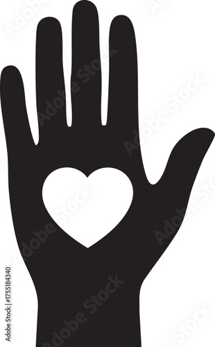 Human Values Silhouettes Human Rights Day Open Palm Heart Compassion Core Ethics Minimal Icon