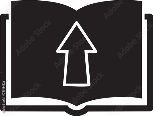 Learning Growth Silhouettes International Day Education Open Book Upward Arrow Symbol Minimal Icon