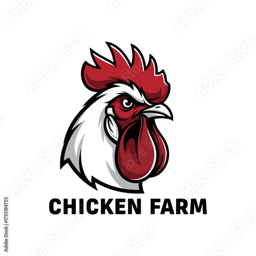 Chicken Farm logo featuring a rooster head with red comb and wattle.