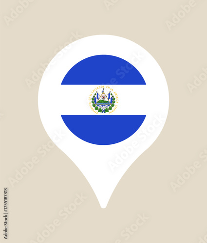 El Salvador pin flag vector illustration. Modern vibrant flag emblem design in authentic national colors. Isolated vector design