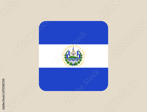 El Salvador square flag vector illustration. Modern vibrant flag emblem design in authentic national colors. Isolated vector design