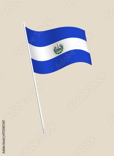El Salvador wavy flag vector illustration. Modern vibrant flag emblem design in authentic national colors. Isolated vector design