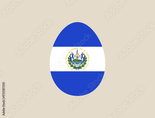 El Salvador flag easter egg vector illustration. Modern vibrant flag emblem design in authentic national colors. Isolated vector design