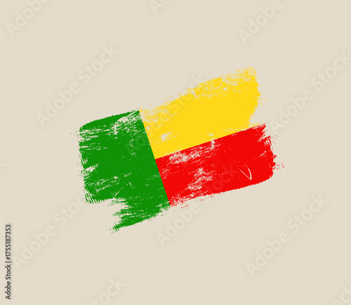benin grunge flag vector illustration. Modern vibrant flag emblem design in authentic national colors. Isolated vector design