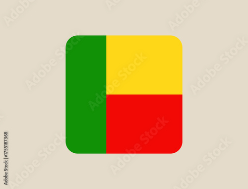 benin square flag vector illustration. Modern vibrant flag emblem design in authentic national colors. Isolated vector design