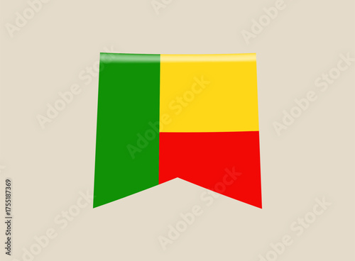 benin festive ribbon flag vector illustration. Modern vibrant flag emblem design in authentic national colors. Isolated vector design