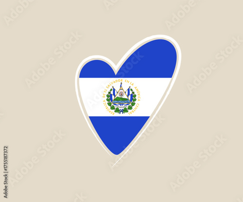 El Salvador heart flag vector illustration. Modern vibrant flag emblem design in authentic national colors. Isolated vector design