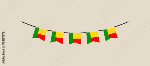 benin festive ribbon flag vector illustration. Modern vibrant flag emblem design in authentic national colors. Isolated vector design