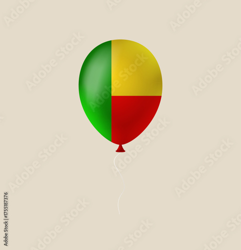 benin flag balloon vector illustration. Modern vibrant flag emblem design in authentic national colors. Isolated vector design