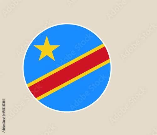 republic congo circle flag vector illustration. Modern vibrant flag emblem design in authentic national colors. Isolated vector design
