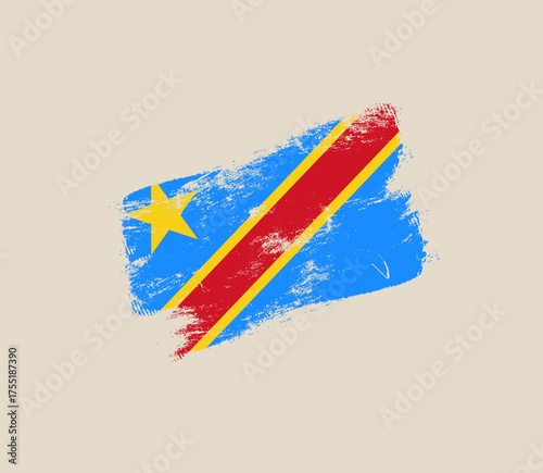republic congo grunge flag vector illustration. Modern vibrant flag emblem design in authentic national colors. Isolated vector design