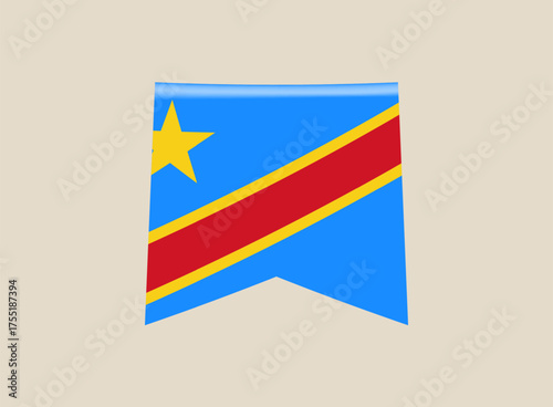 republic congo festive ribbon flag vector illustration. Modern vibrant flag emblem design in authentic national colors. Isolated vector design