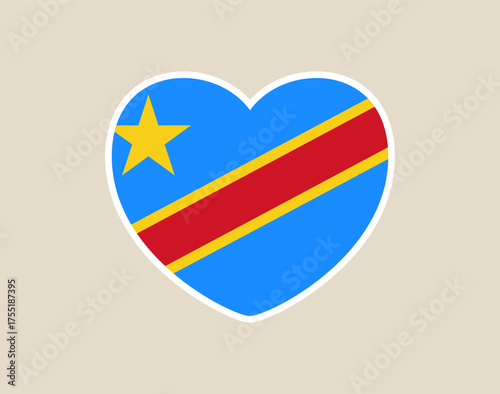 republic congo heart flag vector illustration. Modern vibrant flag emblem design in authentic national colors. Isolated vector design