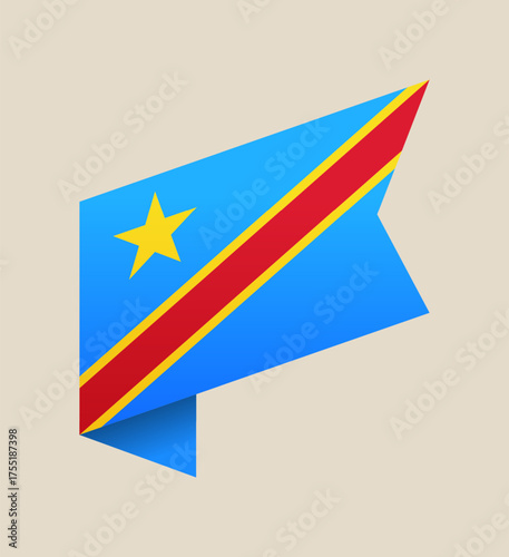 republic congo corner flag vector illustration. Modern vibrant flag emblem design in authentic national colors. Isolated vector design