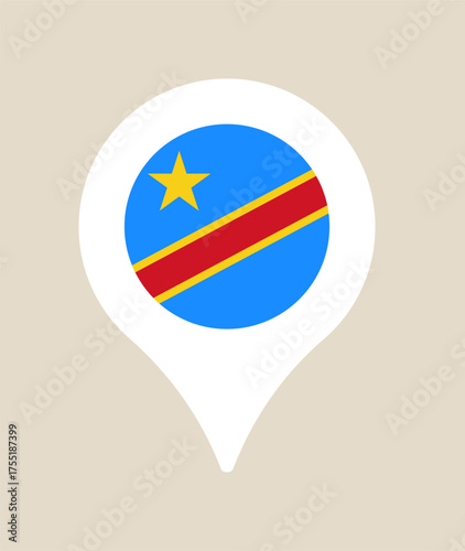 republic congo pin flag vector illustration. Modern vibrant flag emblem design in authentic national colors. Isolated vector design