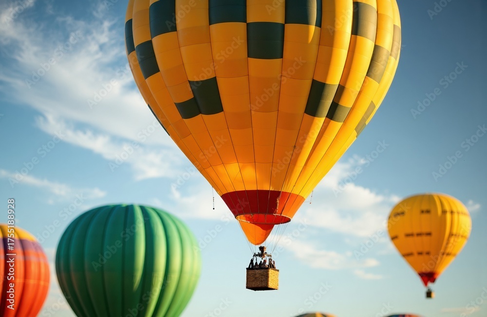 Obraz premium Colorful hot air balloons floating in the sky during daytime