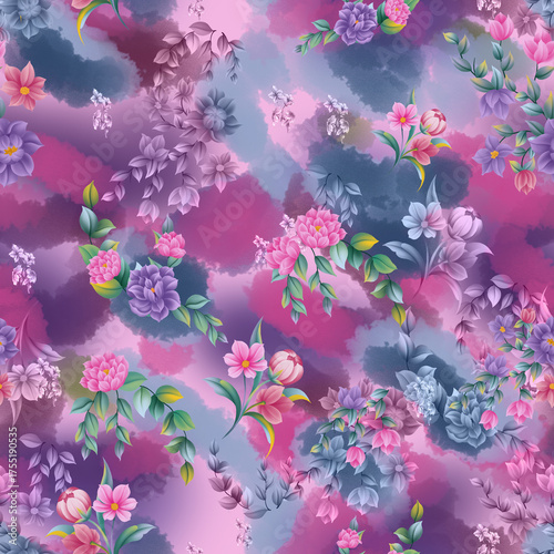 ilustrasi seamless pattern flower cute