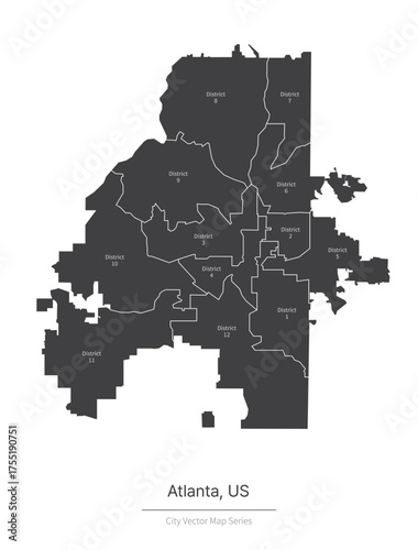 Atlanta Map. vector map of city in the US.