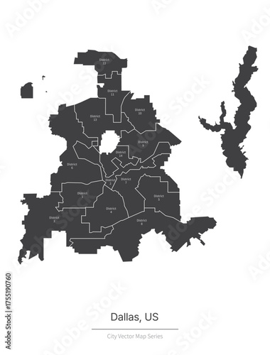 Dallas Map. vector map of city in the US.