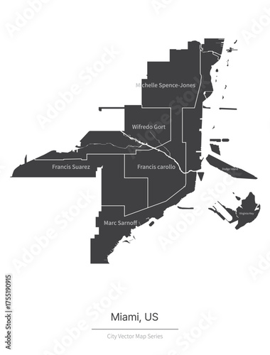 Miami Map. vector map of city in the US.