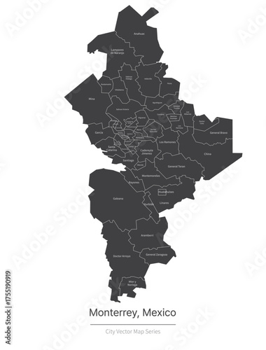 monterrey Map. vector map of city in the MEXICO.