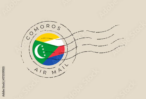 comoros flag postage stamp vector illustration. Modern vibrant flag emblem design in authentic national colors. Isolated vector design