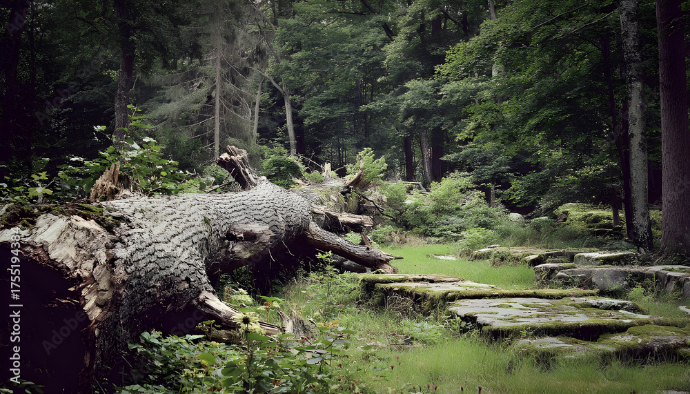 Fototapeta premium Fallen tree outdoors woodland forest