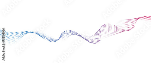 Flowing Dot Wave halftone gradient pattern on transparent background	
