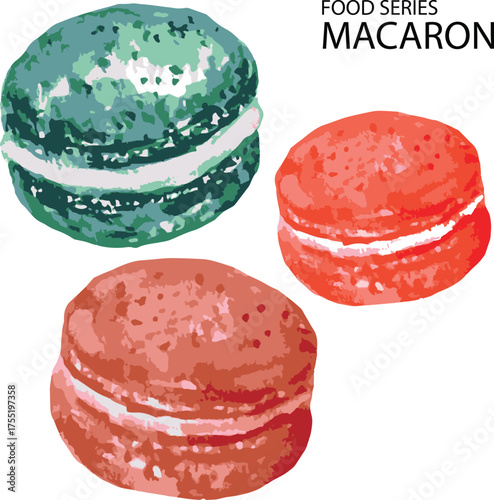 vector illustration of colorful macaroons isolated on white