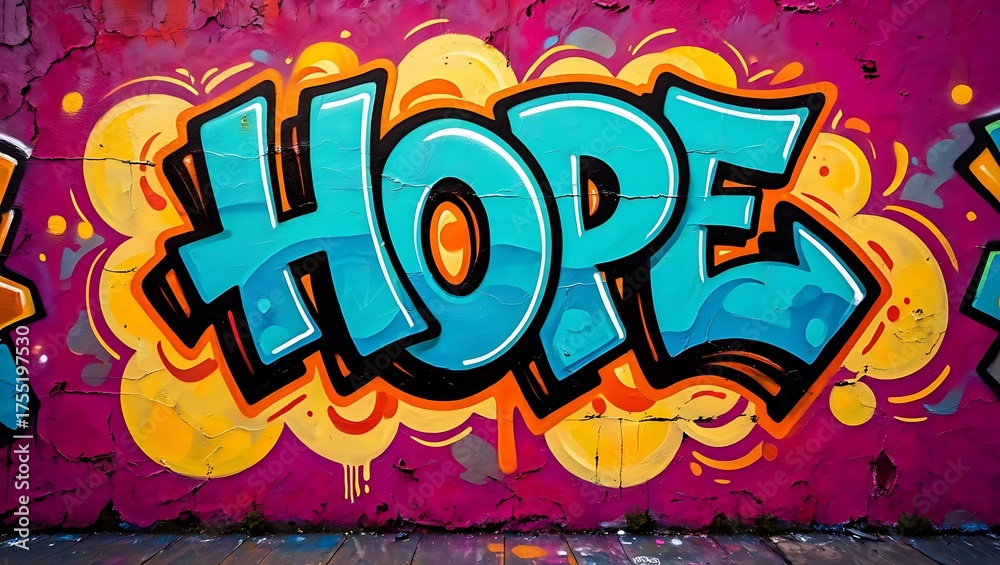 Fototapeta premium Graffiti art showcasing the word hope with urban artistic expression