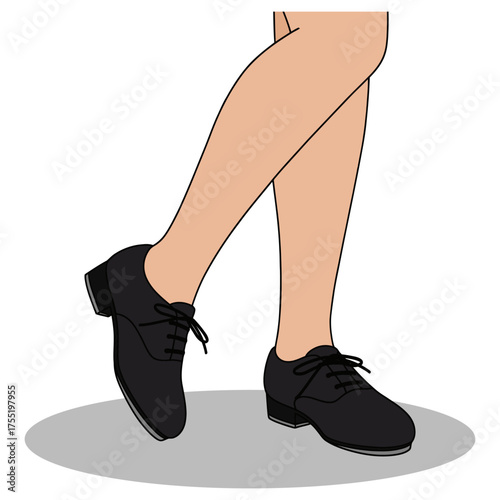 illustration of Oxford style tap shoes design flat illustration