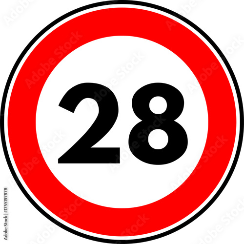 Speed Limit 28 Sign Vector
